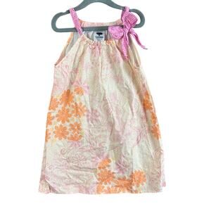 Mulberribush Pillowcase Dress Orange Floral Pink Bow Girls Size 6